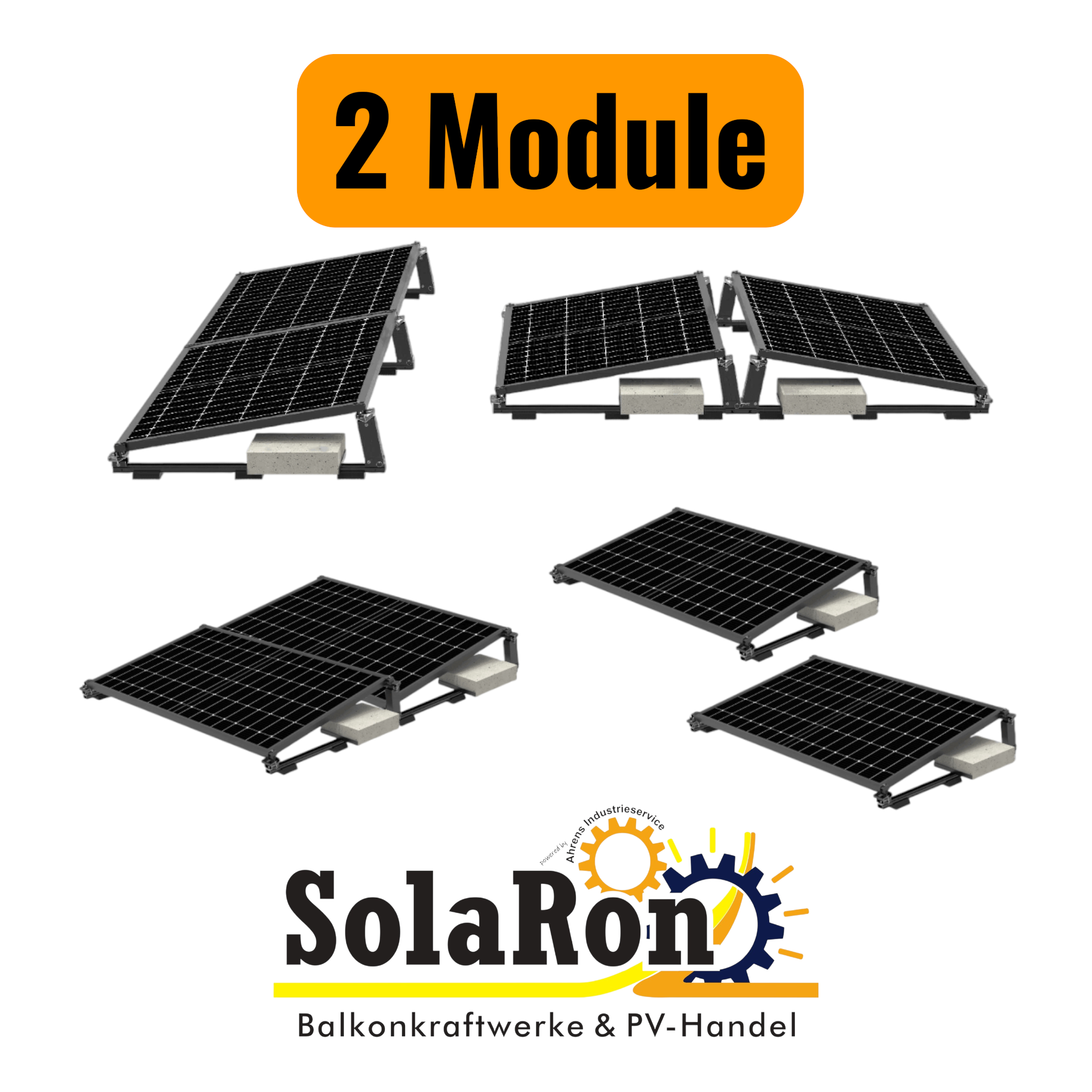 EasyMontage Flachdach-Solarset PreFix4 – Für 4 Module, Schwarz Eloxiert, Flexibel Ost/West/Süd